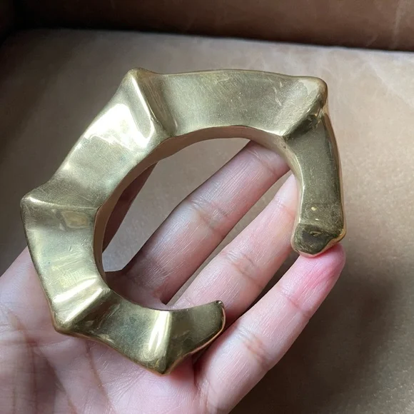 Ulla Johnson brass cuff gold statement bracelet bangle boho chunky sculptural - Picture 3 of 8